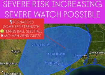 휴스턴 포함 텍사스 동부, 오늘 오후까지 ‘격심한 폭풍위험’ 증가… 토네이도·특대형 우박 경고